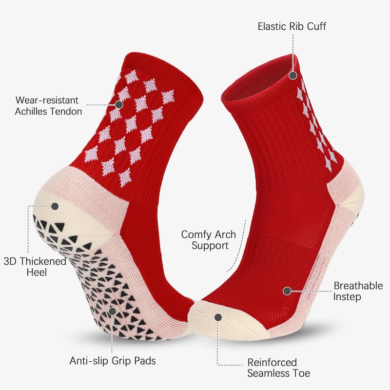 Regilt 3/6 Pairs Grip Soccer Socks Men Women Non-slip Sports Socks for Basketball Football Athletic - Image 4